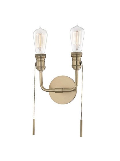 Lexi 2-Light Wall Sconce in Aged Brass.